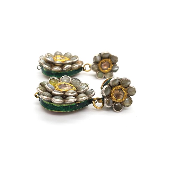 Cats Eyes with Rose Cut Diamond Earring - Picture 2 of 3